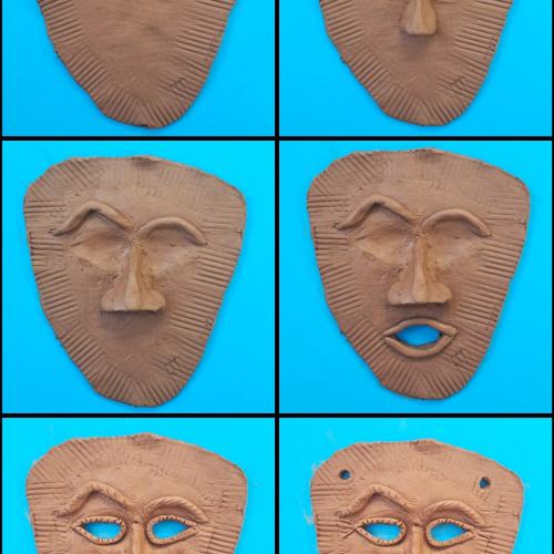 Mask-making in progress - different stages of creation