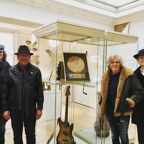 Jim Rodford's guitar and gold disc (with The Zombies visiting)
