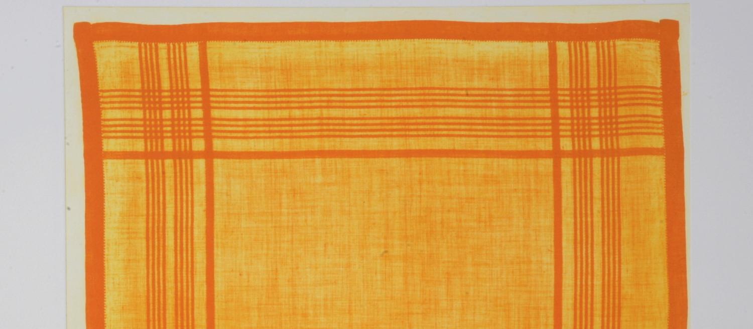 Print on tones of orange, made from a handkerchief