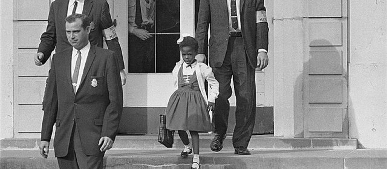 US marshals with young Ruby Bridges on school steps