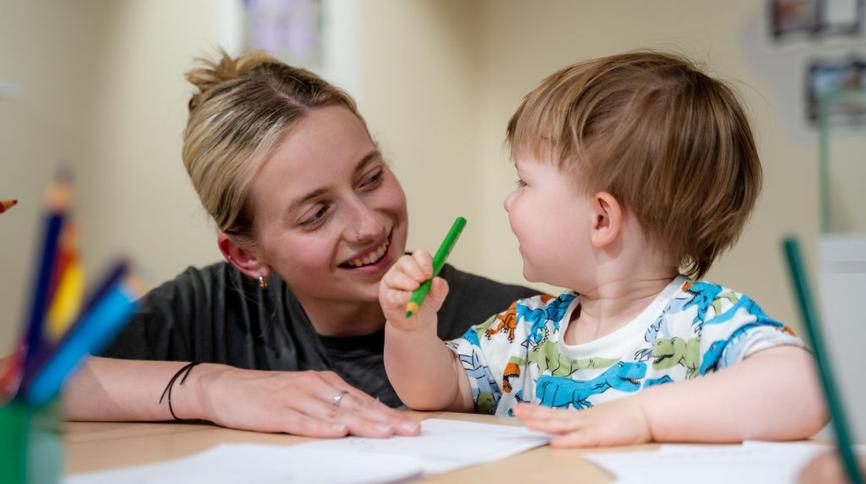 Mother and child drawing