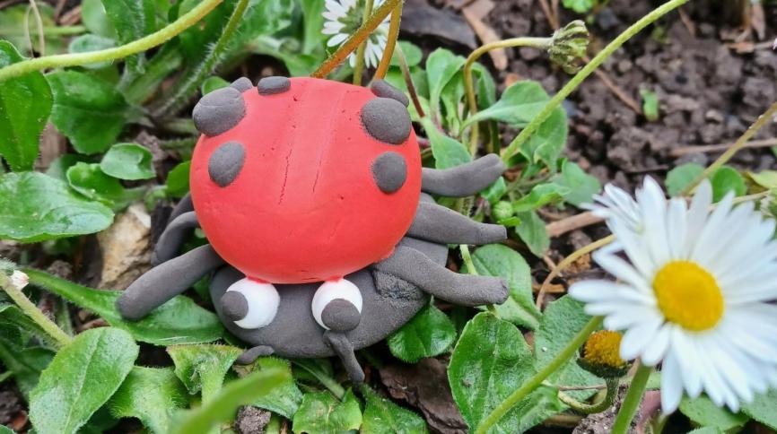 Colourful clay model ladybird