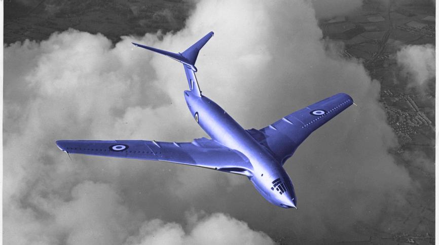 Image of Victor aircraft with blue filter