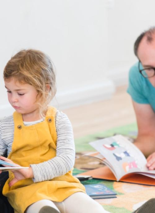 Family reading books together